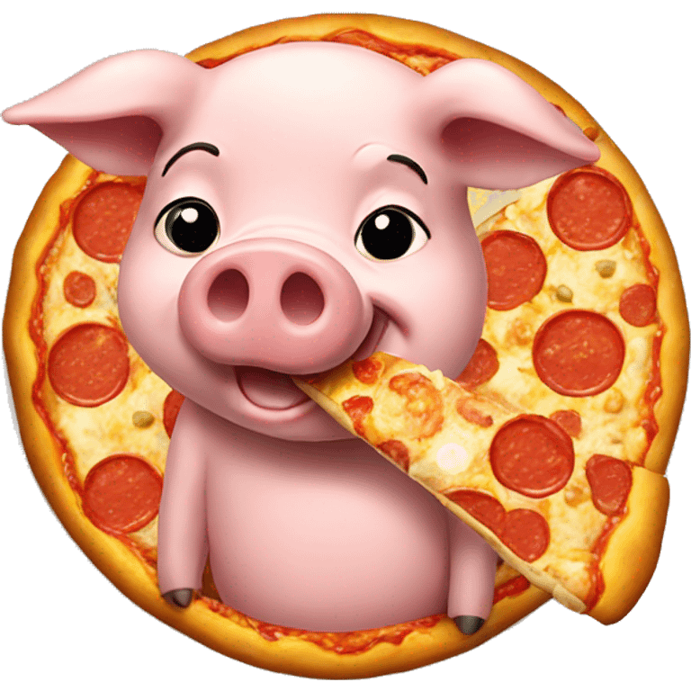 Pig eating pizza emoji