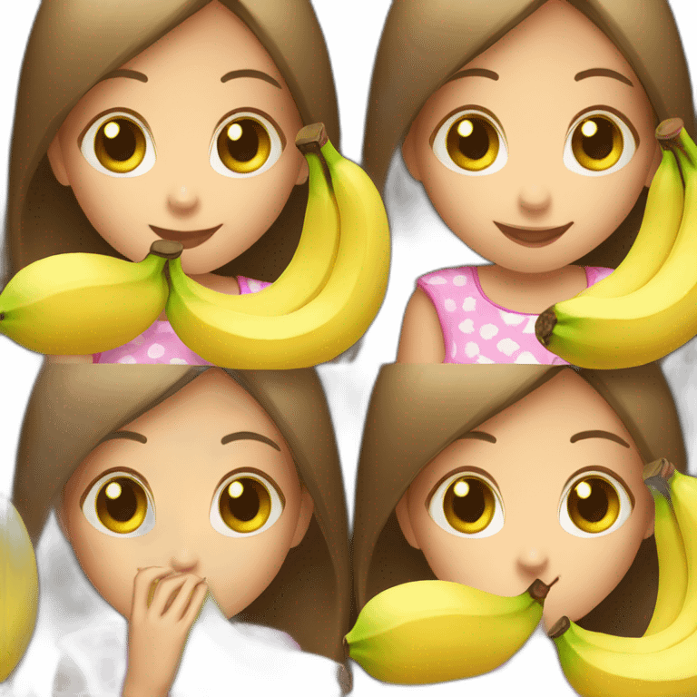 Girl eating 3 banana emoji