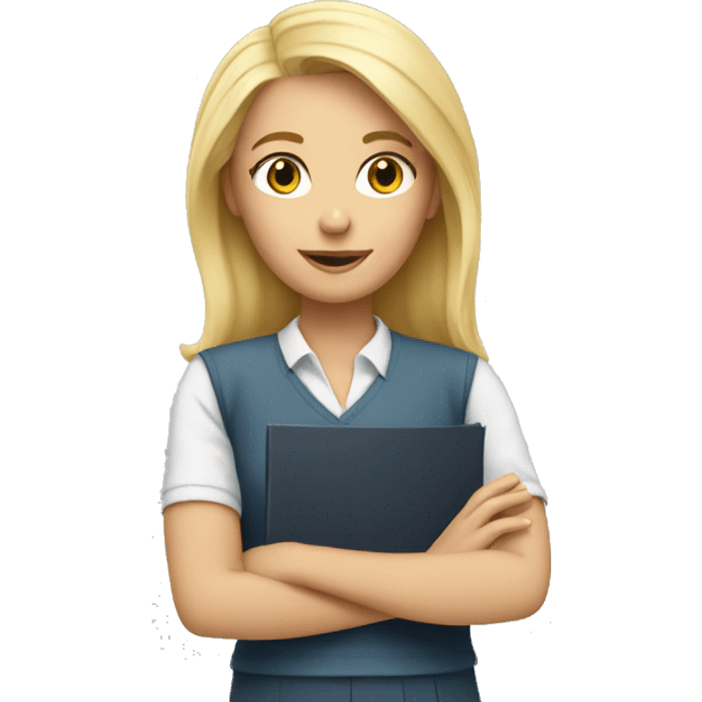 blonde teacher helping child emoji