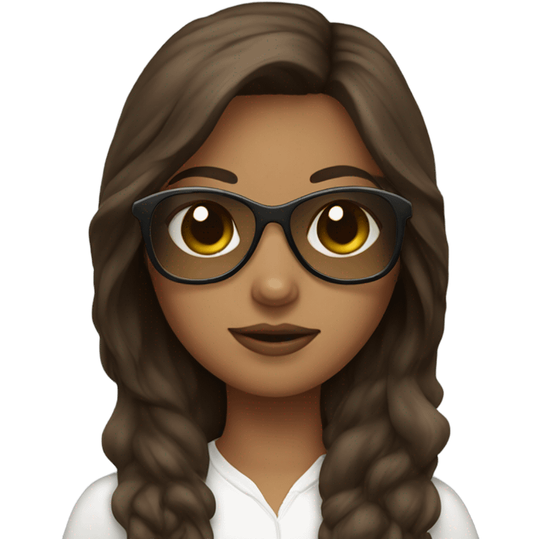 Brown hair girl with aviators emoji