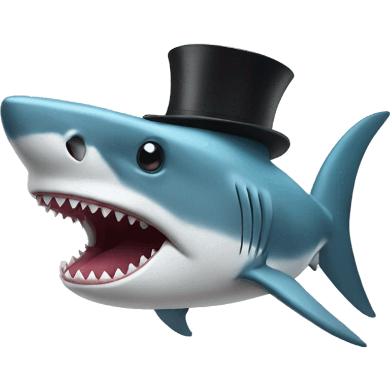 Shark with a top hat emoji