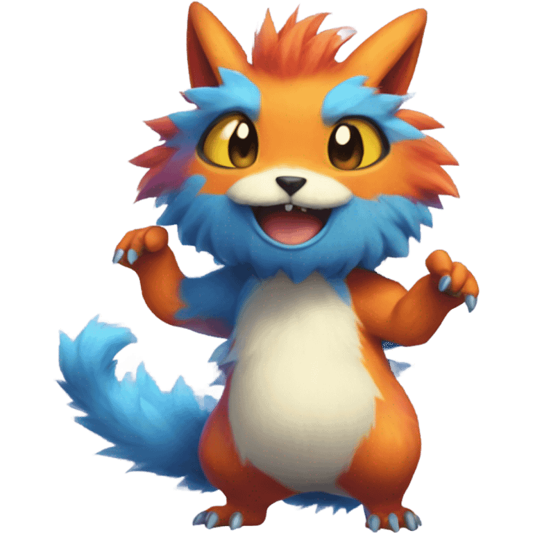 Colorful cute furry anthropomorphic painted Fakémon-Pokémon-creature emoji