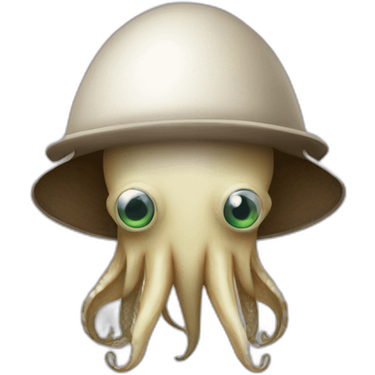 Squid wearing a pith helmet emoji