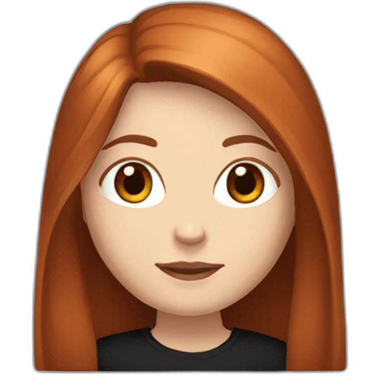 a white girl with straight long red brown hair, with black shirt emoji