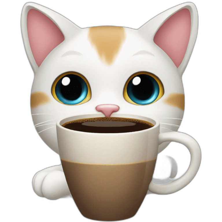 cat drinking a cup of coffee emoji