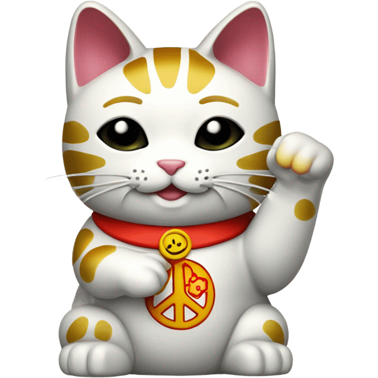 Maneki Neko cute flashing peace sign emoji