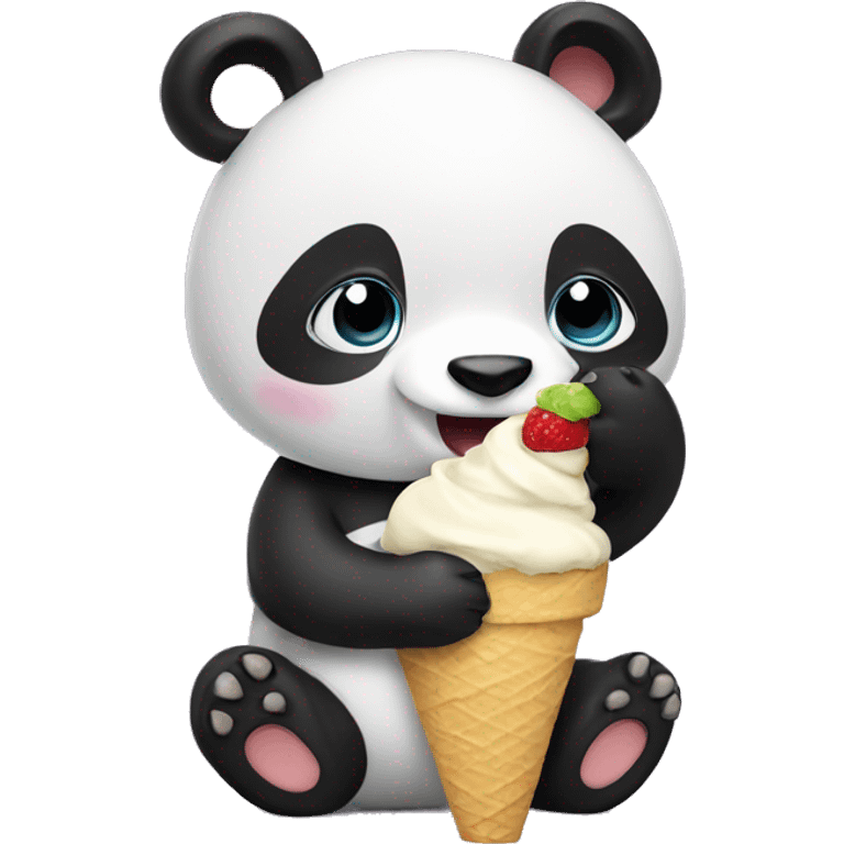 Panda eating ice cream emoji