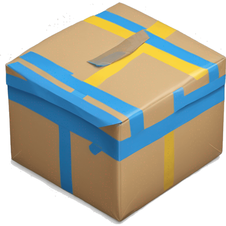 shipment parcel with yellow and blue stripes emoji