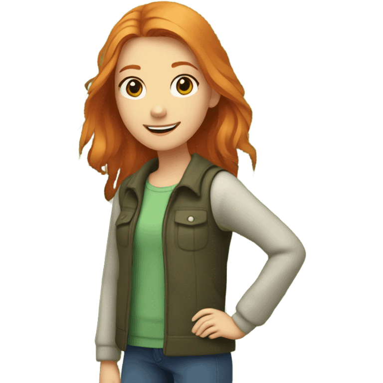 Ginger young girl green ryes emoji