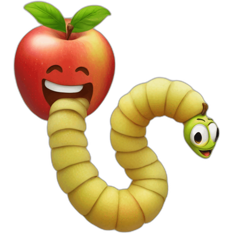 apple and worm emoji