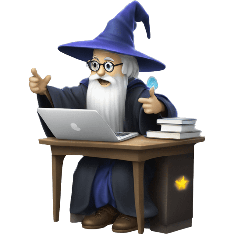 wizard coding computer with magic emoji