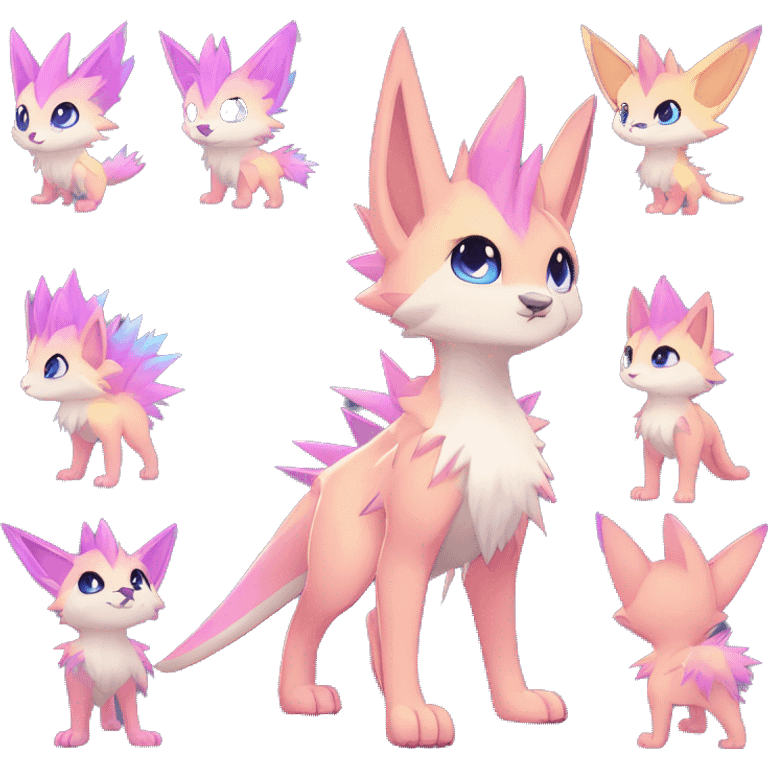 Anthro Scalie Spiky Cool Edgy Magical Shiny Colorful Pastel Sparkle Kemono-style Chibi Fantasy-Animal-Fakémon-Pokémon-Hybrid Fur Sona Aesthetic Full Body emoji