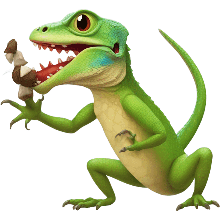 Lizard eating cricket emoji