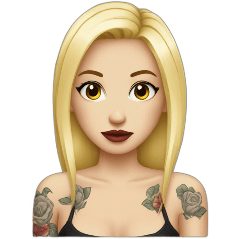 femme blonde avec tatouages gothiques sur les deux bras emoji