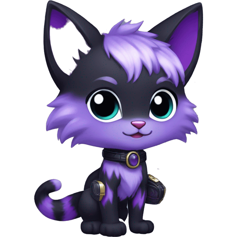 Anthro-Edgy-Cool-Black-Purple-Cat-Contrast-Colors-Fantasy-Fur-Sona-Chibi-Shiny-Fakémon-Hybrid full body emoji