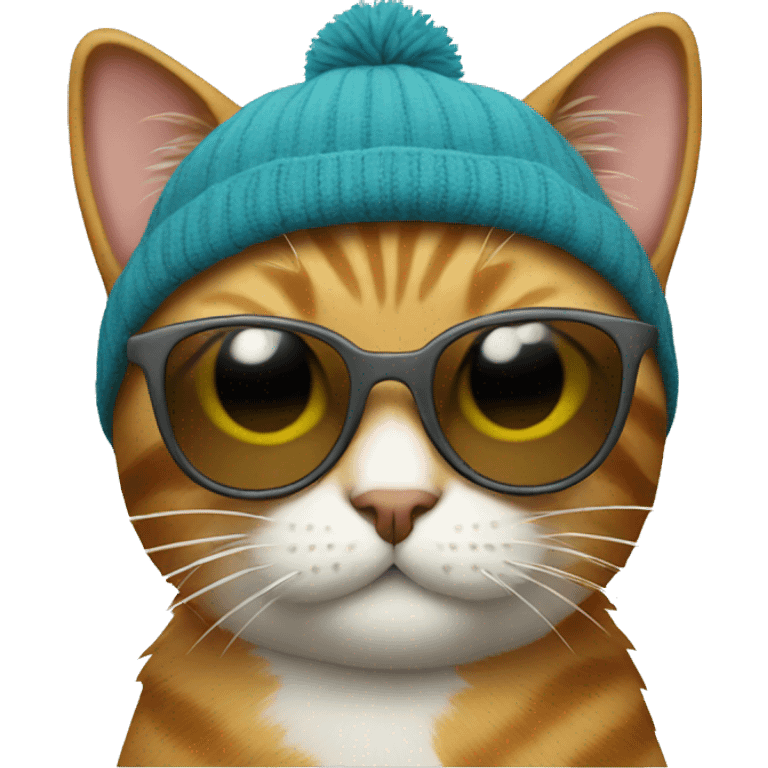 Cat with sunglasses and beanie emoji