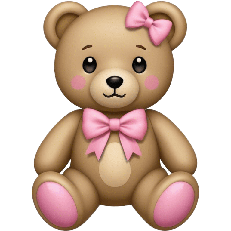 Teddy bear with khaki pink bow emoji