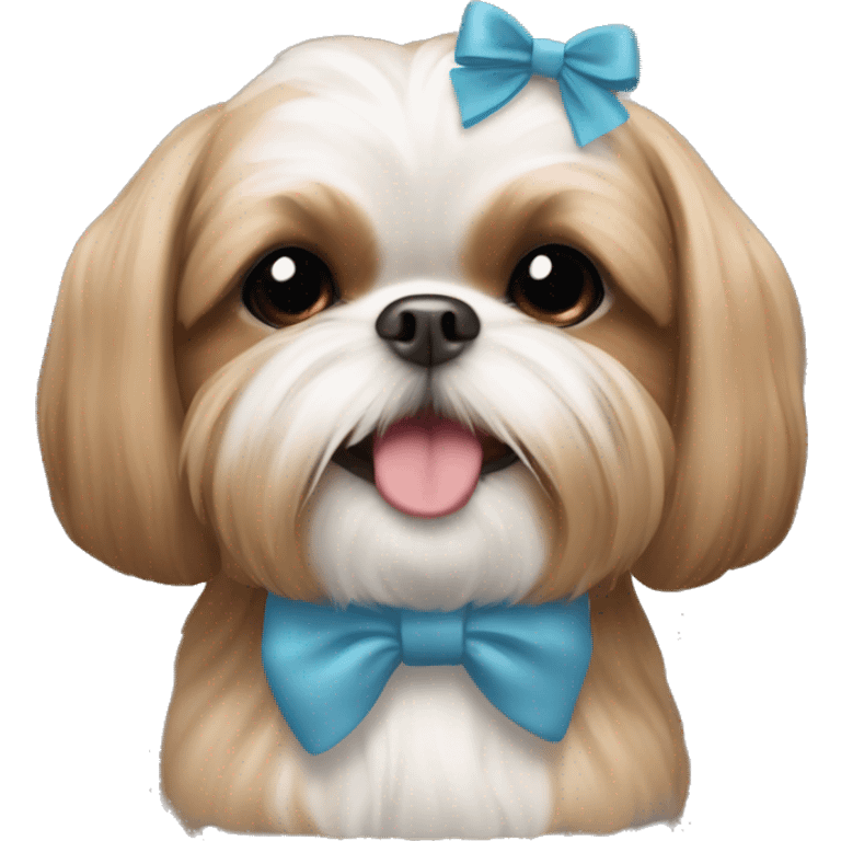 light brown shihtzu with a bow in her head smiling emoji