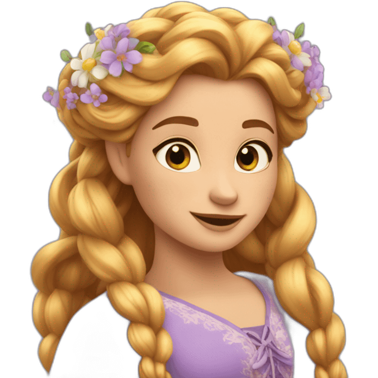 Raiponce avec des fleurs sur le cheveux emoji