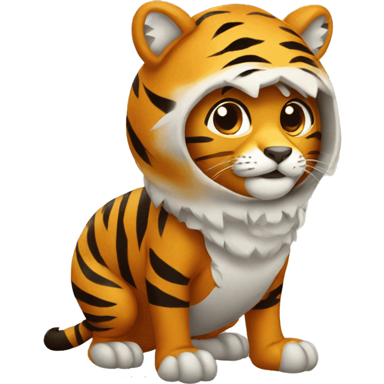 Tiger with chicken costume  emoji