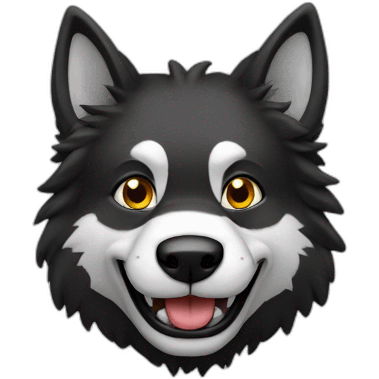 lobo preto sorrindo emoji