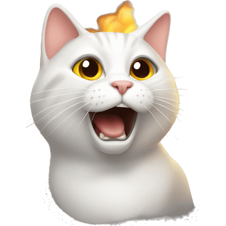 Shocked white eyed cat with head blowing up emoji