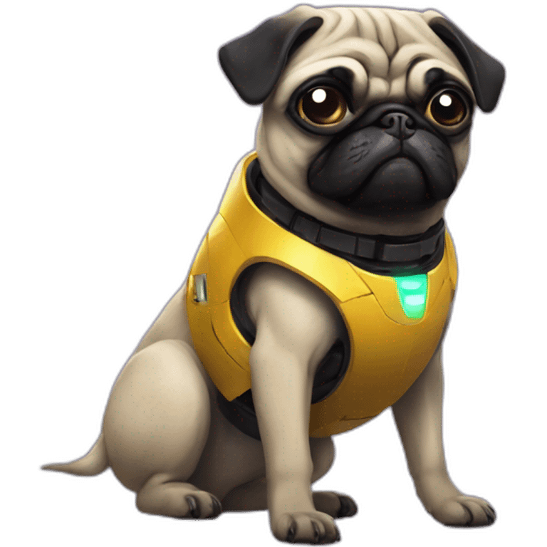 A pug in cyberpunk space emoji