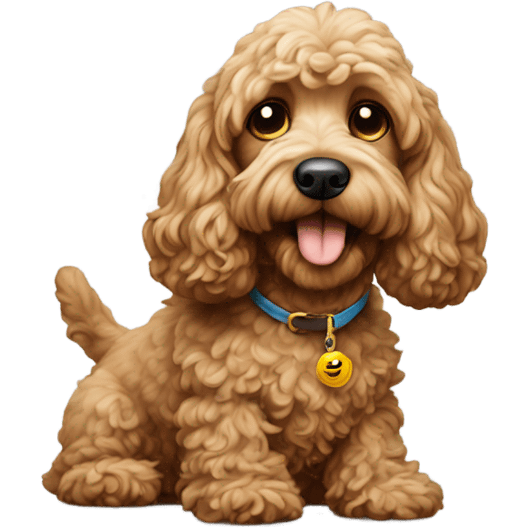 Cockapoo dog with a smoke emoji