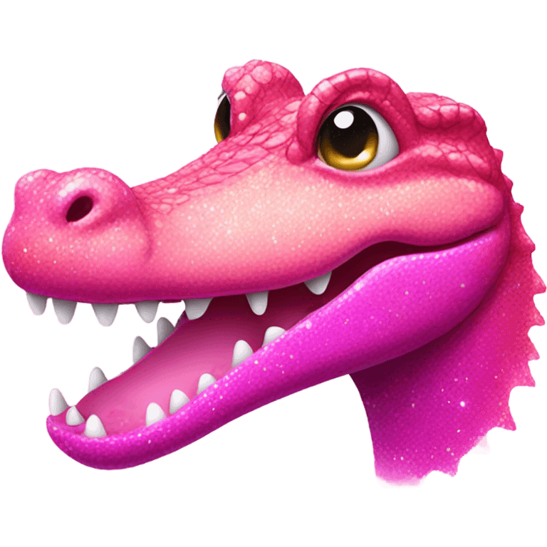 Pink ombre alligator with glitter emoji