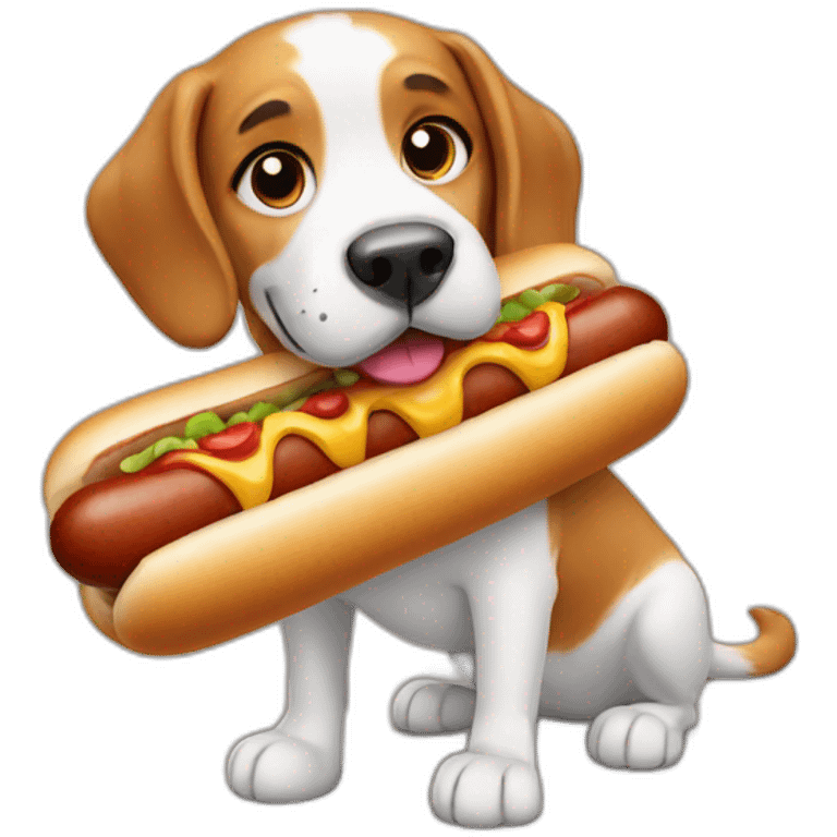 dog with a hotdog emoji