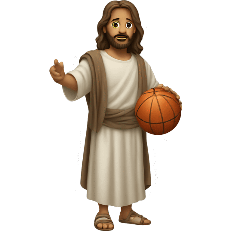 Jesus with a basketball emoji