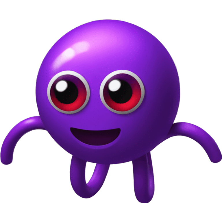 logo 3d character, dark purple little body: "thin bean ciclopede", with one big red, data-cubes EYE emoji