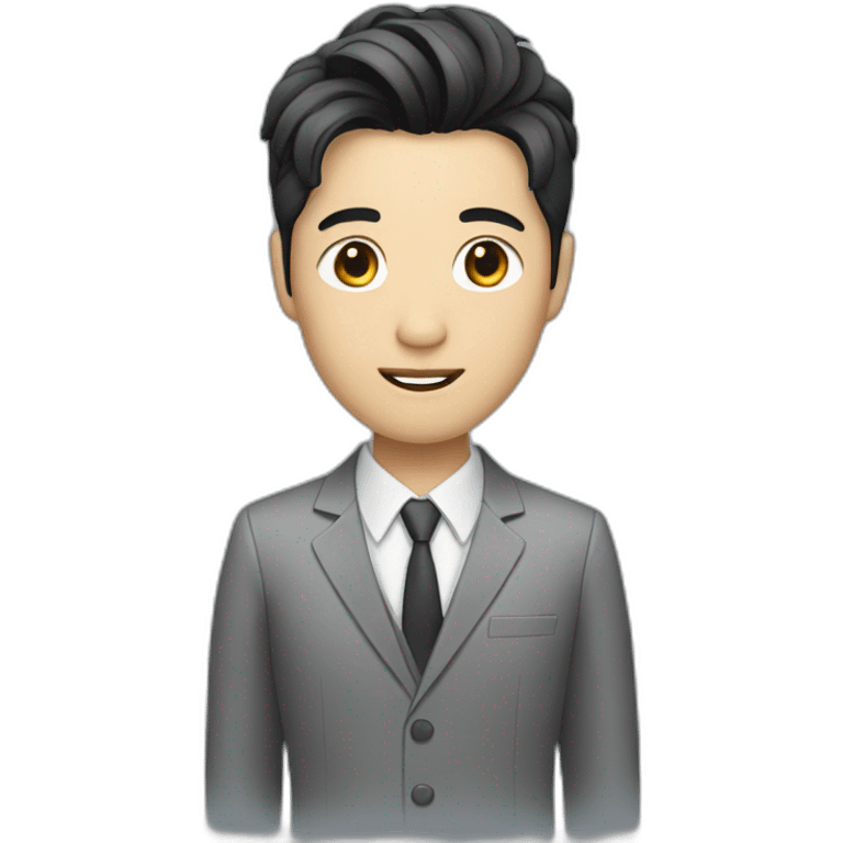 Asian guy with korean black hairstyle wearing suit emoji