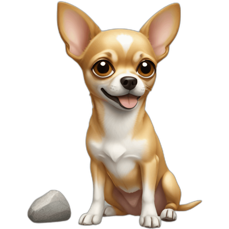 chihuahua with a stone emoji