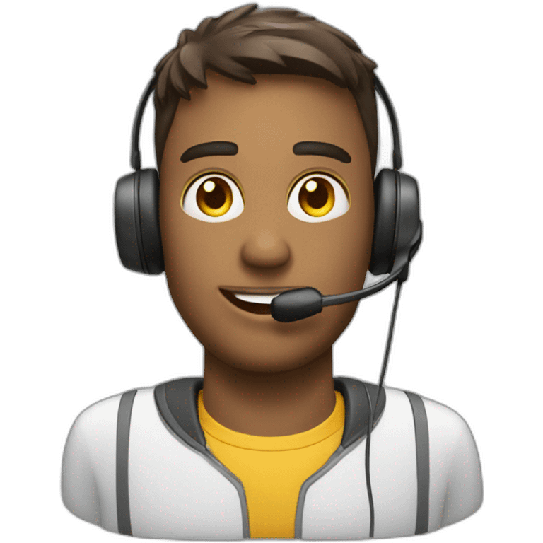 customer service man with headset too hot emoji