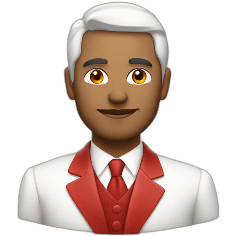 Generate an Indian man with white suite and red, no mustache emoji