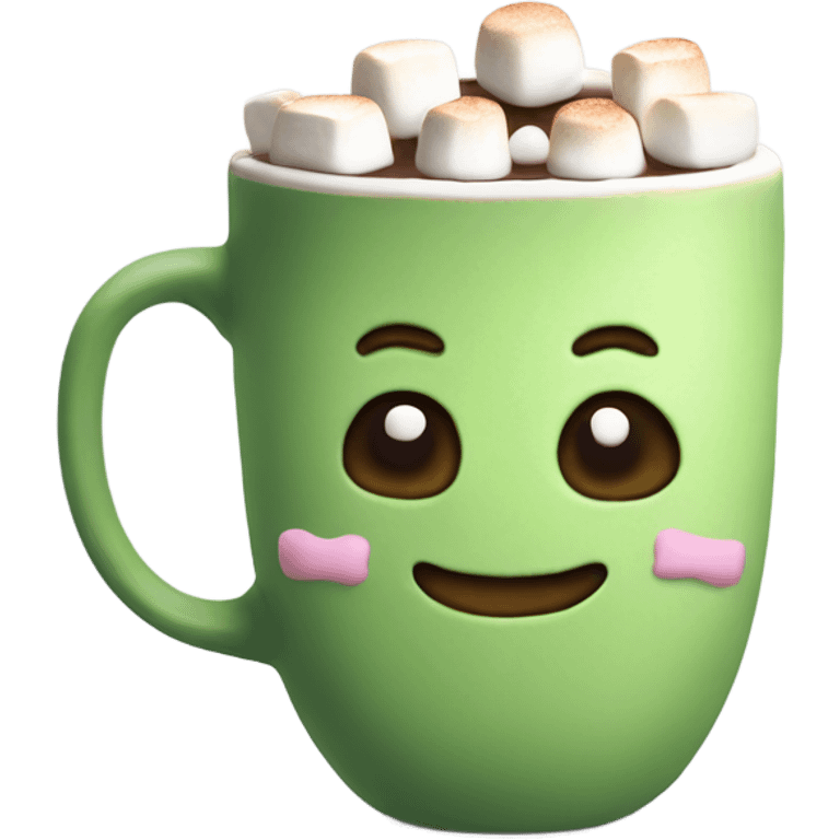 Hot chocolate matcha green with marshmallows  emoji