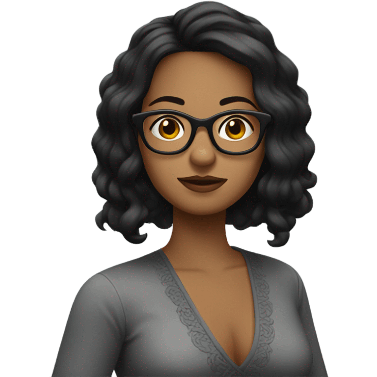 MUJER TRIGUEÑA CON CABELLO NEGRO CORTO Y LENTES  emoji