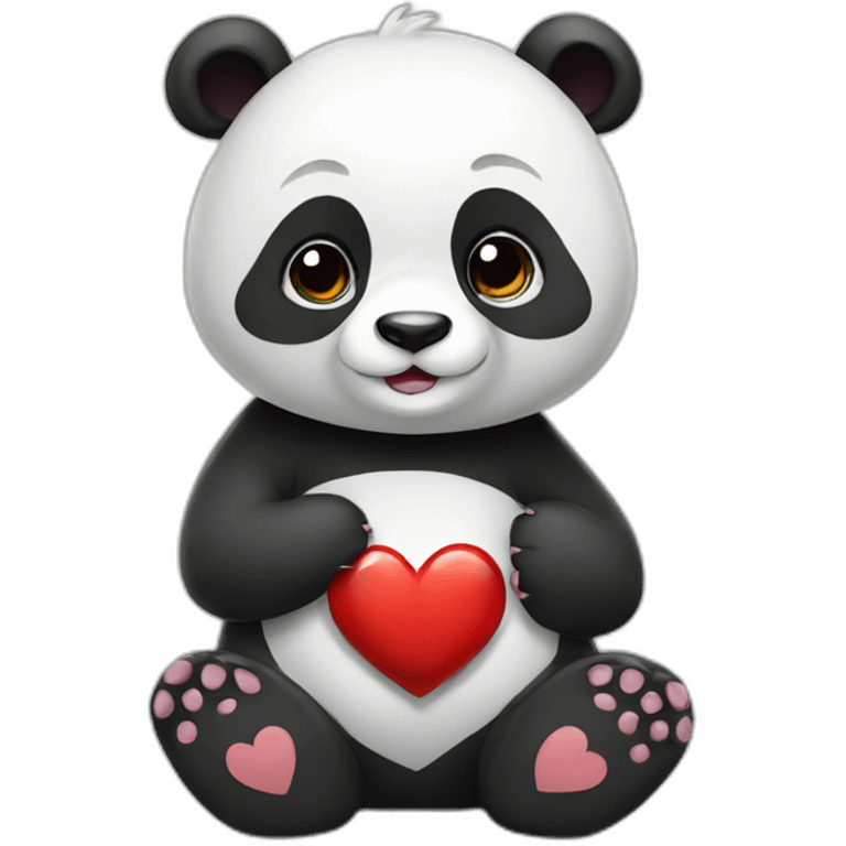 Cute panda with heart big emoji