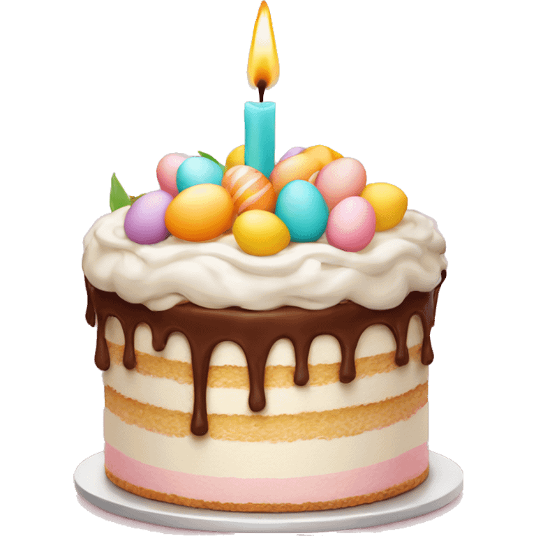 cake with a candle, Easter emoji