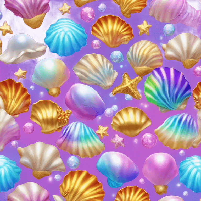 Lisa Frank sparkle sea shell with pearl ￼ emoji