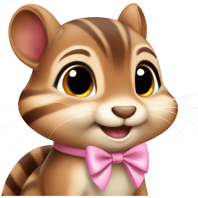 Cute kind Chipmunk with light pink bow emoji