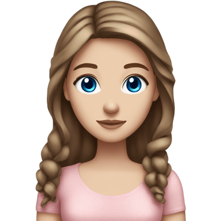 white girl blue eyes brown hair pink dress very pretty emoji