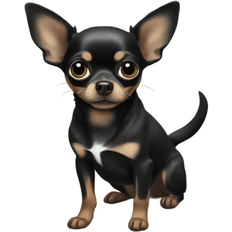 Black chihuahua on a beach emoji