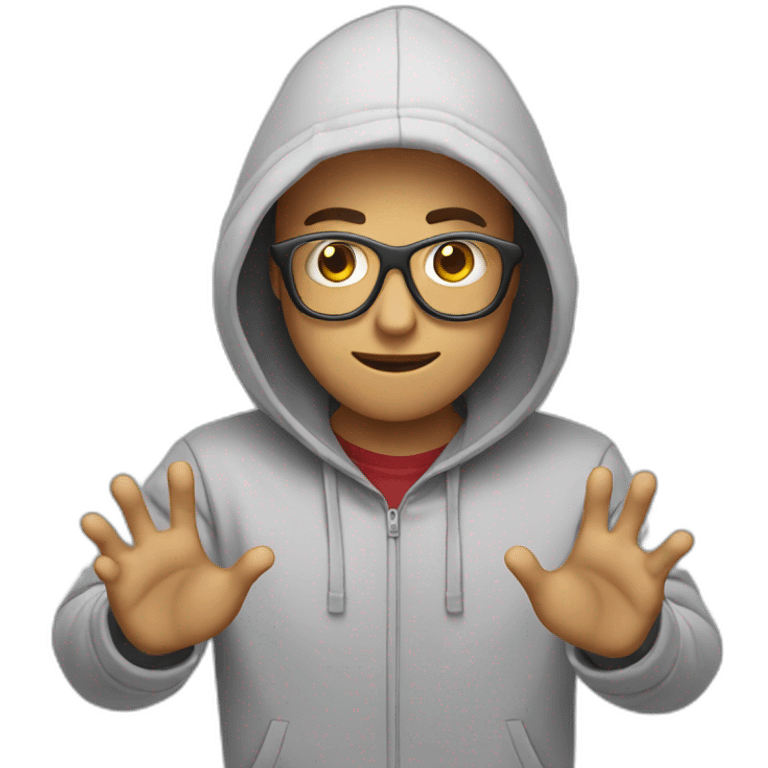 emoji  programmer with 6 hands in hoodie emoji