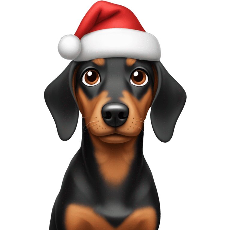 Dachhund Wearing christmas hat emoji