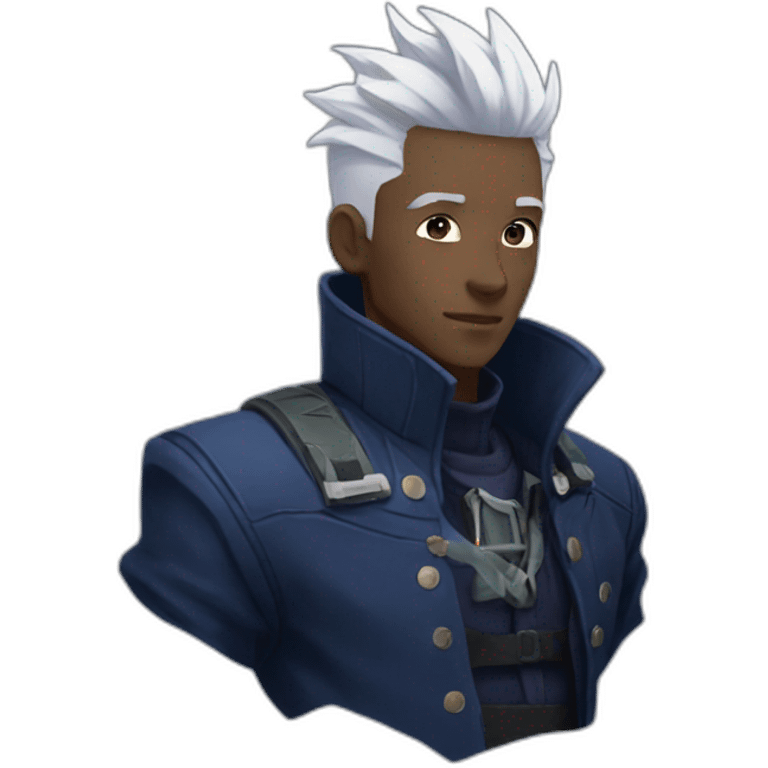 ekko from arcane with white hair and navy blue jacket emoji