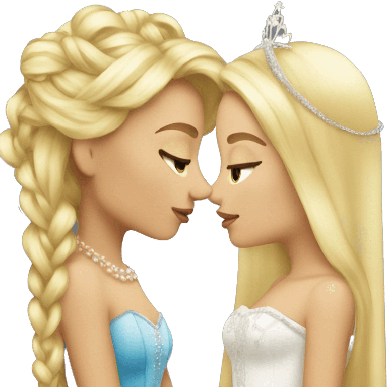 2 women princesses couple blonde kiss emoji