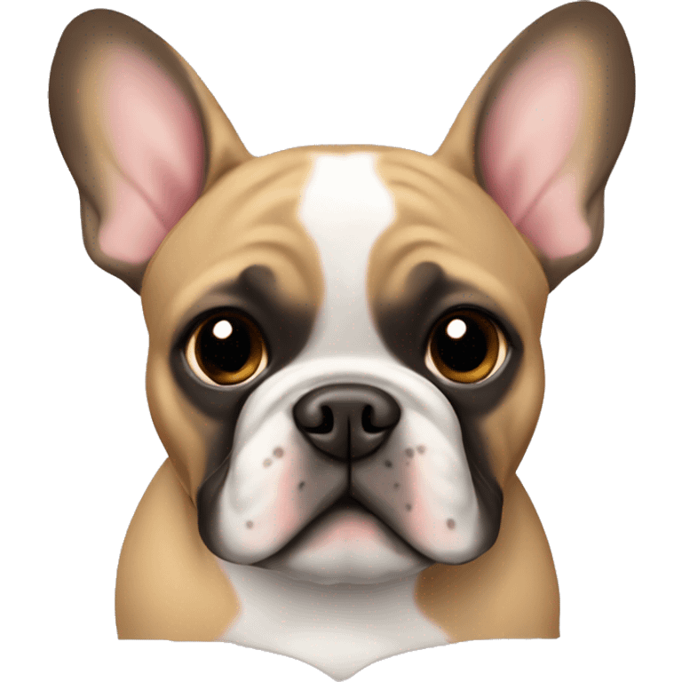 Black and tan colored French bulldog hearts around emoji