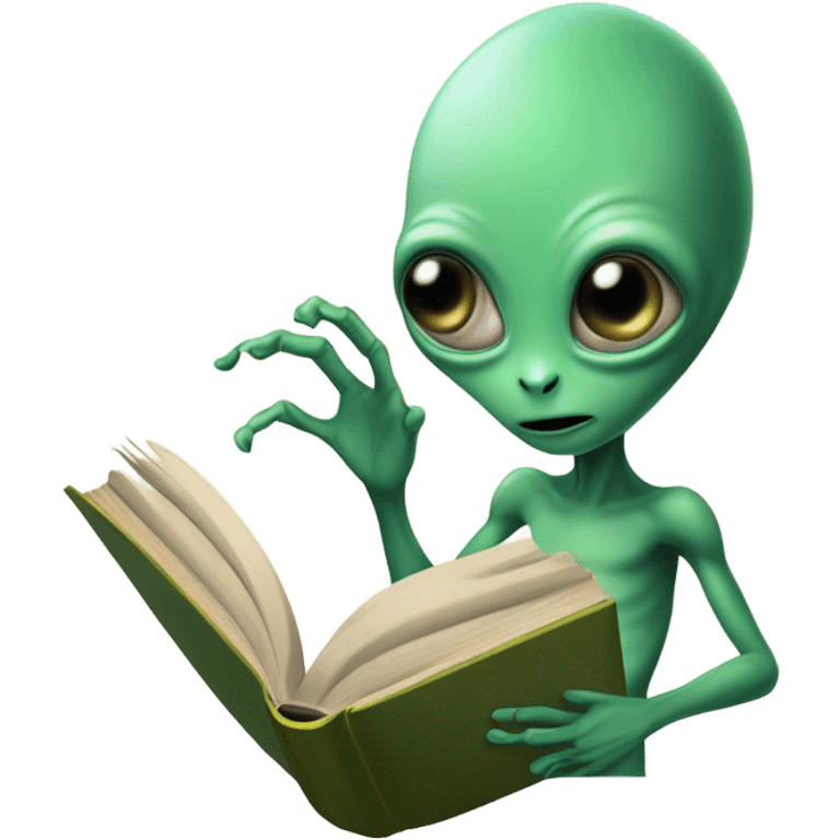 Create an alien reading a book emoji